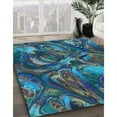 thumbnail image 3 of Ahgly Company Tapis Rectangulaire Lavable en Machine Intérieur Transitionnel Bleu, 7 Pieds x 10 Pieds, 3 of 7