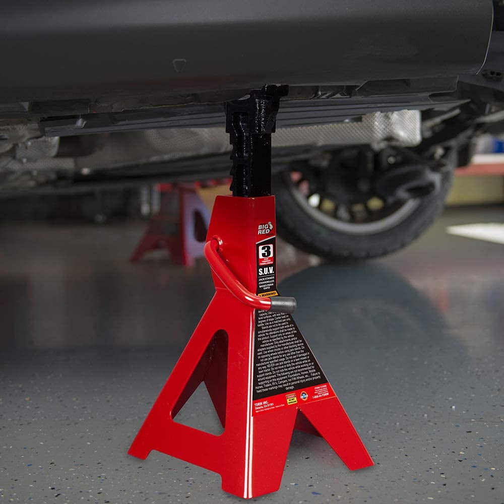 Big Red Steel Jack Stands 3 Ton Car Jack Stand for Extended Height Trucks,Suv,Red,1 Pair,W4306
