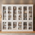 thumbnail image 4 of ivaniti Kitchen Pantry Cabinet 6-Layer Storage Cupboard with Adjustable Shelves and Glass Doors,71”Wooden Hutch for Dining Room,White,Set of 2, 4 of 7