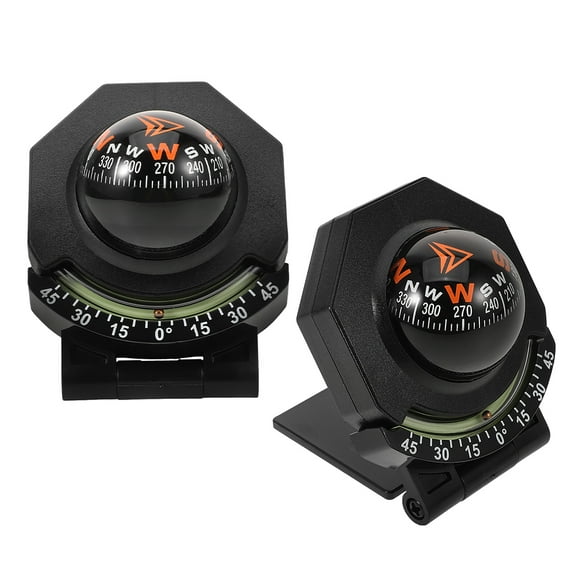 Greenadscape 2Pcs Compact Design Black Auto Compass with Inclinometer for Car and Motorcycle