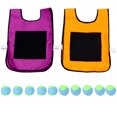 thumbnail image 1 of FELTECHELECTR Juego de pelota y chaleco adhesivo para niños, juego grupal para el hogar y la escuela (chaleco morado y naranja, 10 pelotas de esponja, color aleatorio), 1 of 6