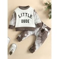 thumbnail image 2 of Bagilaanoe 2Pcs Toddler Baby Boy Long Pants Set Letter Print Long Sleeve Sweatshirt Pullover Tops+ Trousers 3M 6M 12M 2T 3T Kids Casual Sweatsuit, 2 of 9