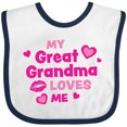 thumbnail image 3 of Inktastic Valentine's Day My Great Grandma Loves Me Hearts and Lips Boys or Girls Baby Bib, 3 of 4