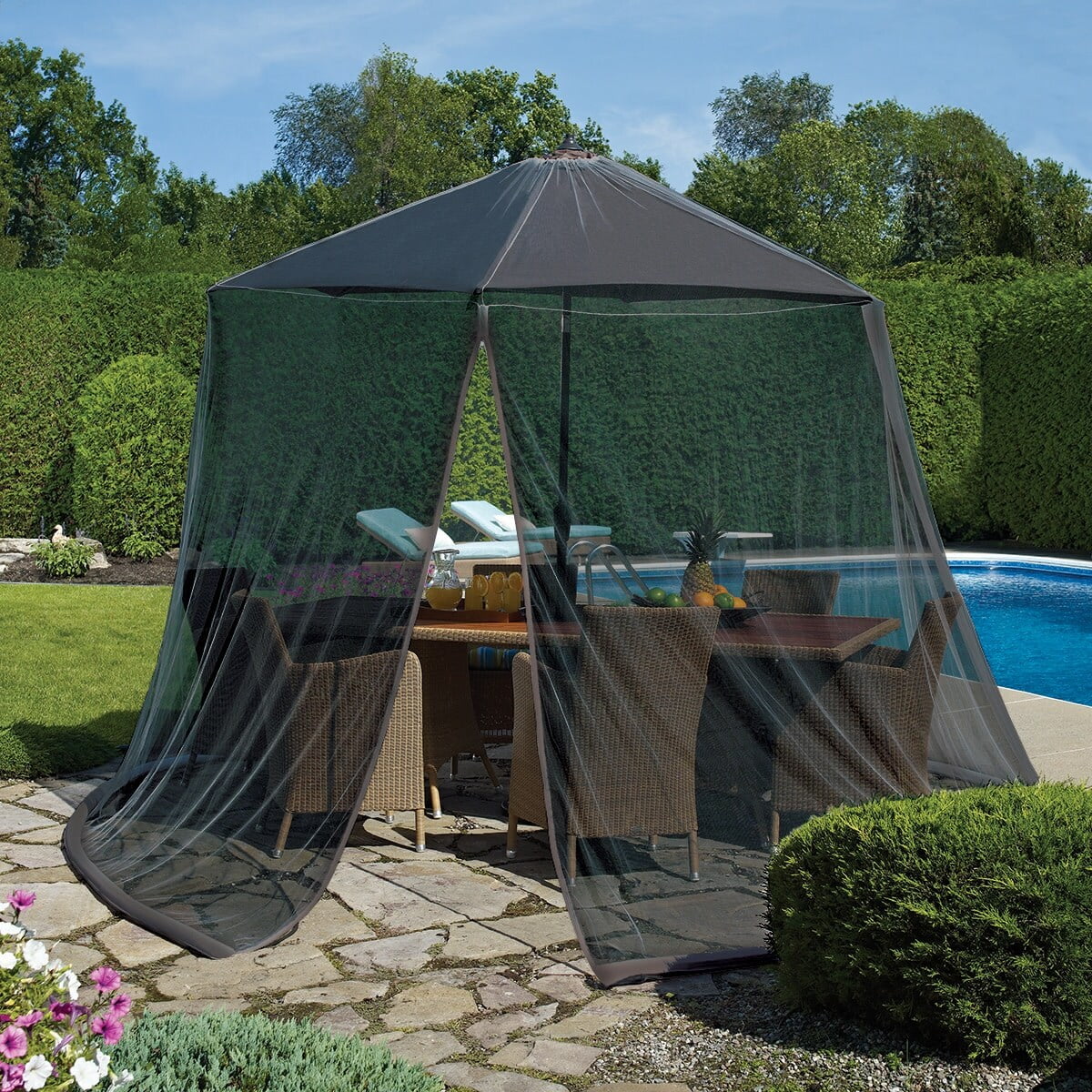 Commonwealth Outdoor Decor Scram Outdoor Umbrella Mosquito Resistant Canopy - 132x84" - White