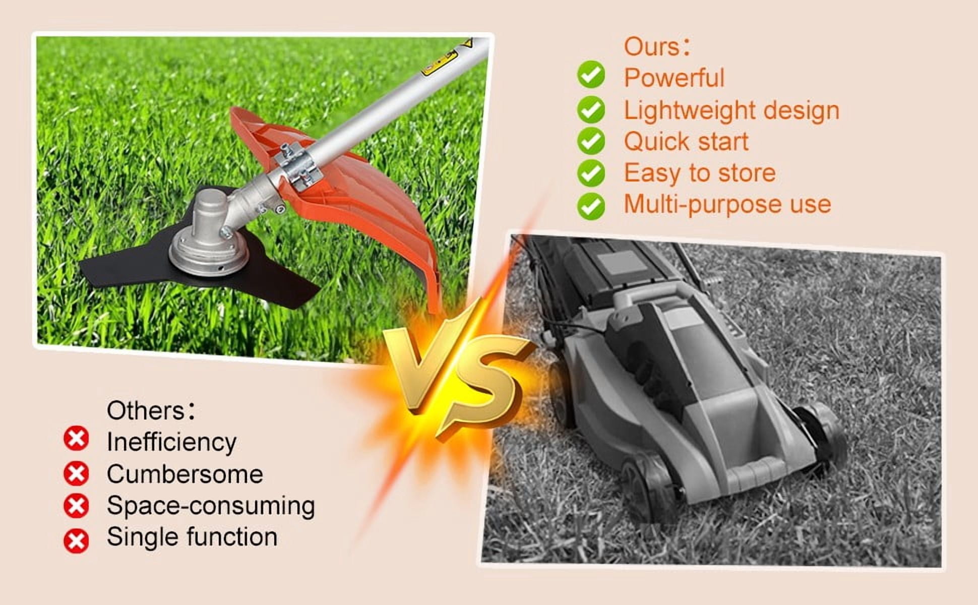 Seipouy Gas String Trimmer,Gas Powered Lawn Mower, Weed Trimmer 52cc 2-Stroke Brush Cutter 2 in 1 Cordless Hedge Trimmer Straight Shaft Multi Yard Care Tools,Rubber Handle & Shoulder Strap Included