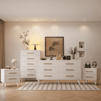 SICOTAS Farmhouse Dresser and Nightstand 3 Piece Set, 56.4"W 6 Drawer Dresser, 26" W Nightstand Set of 2 with Large Drawer & Open Shelves, Modern Bedroom Furniture Set, White Oak - Walmart.com SICOTAS Farmhouse Dresser and Nightstand 3 Piece Set, 56.4"W 6 Drawer Dresser, 26" W Nightstand Set of 2 with Large Drawer & Open Shelves, Modern Bedroom Furniture Set, White Oak - Walmart.com