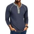 thumbnail image 2 of UVEASISHA Men's Casual Henley Shirts Half Button Up Long Sleeve T-Shirts Solid Color Vintage Business Work Tee Soft Stretchy Pullover Tops Dark Blue XXL, 2 of 8