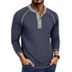 thumbnail image 1 of Blusas y camisas de manga larga y cuello redondo para hombre, color liso, informal, con botones, cárdigan de media manga, top de cuello redondo para hombre, blusas de poliéster para hombre, 1 of 7