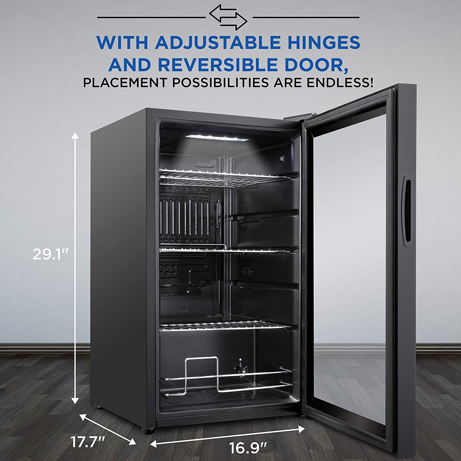 IVATION 101 Beverage Refrigerator Mini Fridge with Glass Door - Black