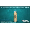 thumbnail image 2 of 6 Stainless Steel Canteen Water Bottles Set, 25 oz. - Customizable Text, Logo - Double Wall, Wire Handle - Gold, 2 of 8