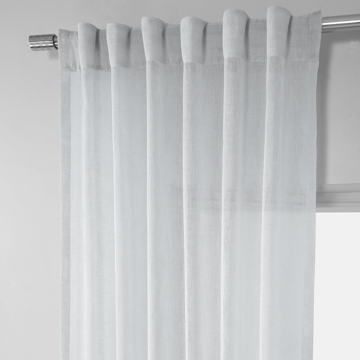Aspen White Solid Faux Linen Sheer Curtain (1 Panel), Aspen White, 50W X 108L