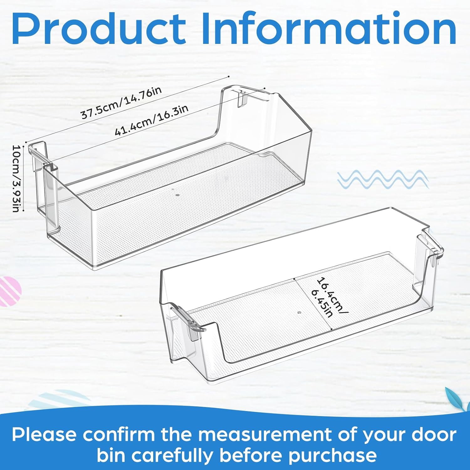 2 Pack W10900538 W11239961 Refrigerator Door Shelf Bin Replacement for Ap6333410 4591452 Ps12578777 Compatible with Wrs325sdh Wrs311sdh Fridge Door Shelves