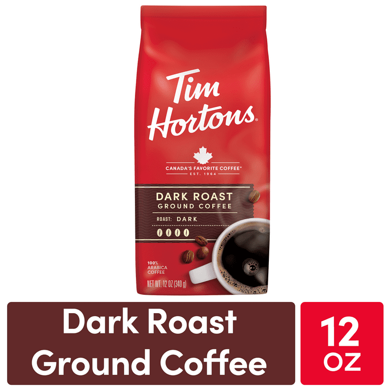 udarbejde aldrig sort Tim Hortons Dark Roast Ground Coffee, 100% Arabica, 12 oz Bag - Walmart.com