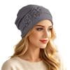 Chemo Beanie Hat for Women Bohemian Floral Turban Headwrap Ethnic Pleated Hair Cap for Soft Foldable Headwear Daily Fashion Dark Gray One Size