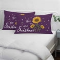 thumbnail image 4 of Purple Sunshine Sunflower Queen Size Pillow Cover,Pillowcase Protectors with Zipper,Breathable Decorative Throw Pillow Case Cover,Pastoral Bees Farmhouse Floral Pillow Shams for Couch Sofa 20x30Inch, 4 of 8