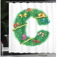 thumbnail image 3 of Ambesonne Christmas Alphabet Shower Curtain, C Letter Symbol, 69"Wx70"L, White Green and Dark Yellow, 3 of 4