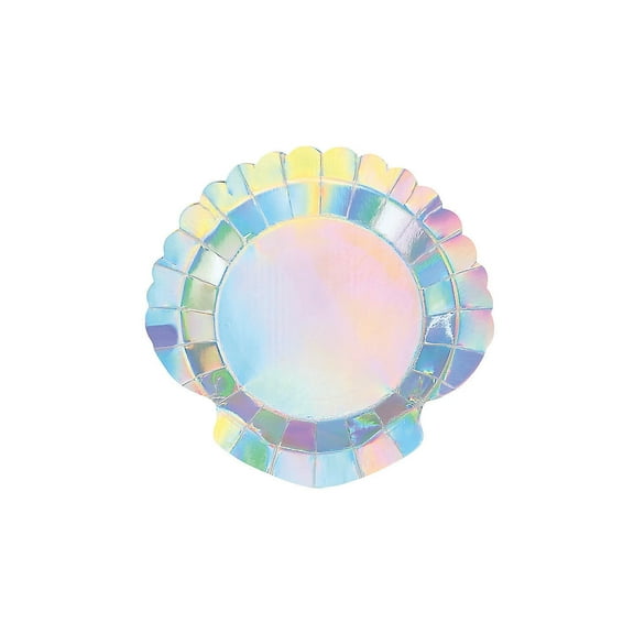 Mermaid Sparkle Party Iridescent Shell-Shaped Paper Dessert Plates - 8 count