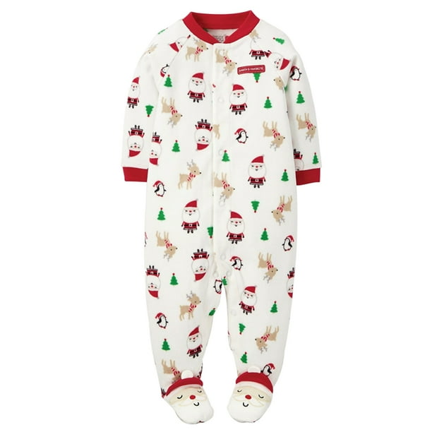 Carter's Carters Infant Boy White Fleece Santas Favorite Christmas Pajama Sleeper NB Walmart