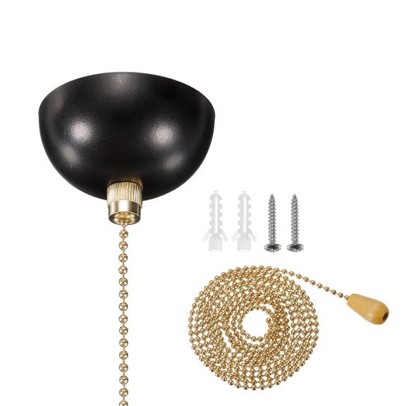 Uxcell AC 125/250V Pull Chain Switch Black On/Off Hemisphere Cover