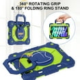 thumbnail image 3 of Rugged Shockproof Case for Apple iPad mini 7th Generation/ iPad mini 6th Gen, 360 Rotating Stand Shoulder Strap Bumper Anti-Scratch Kids Friendly Case Cover for iPad mini 6 7 8.3", Navy+Green, 3 of 8