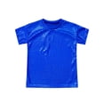 thumbnail image 4 of TiaoBug Kids Girls Boys Shiny Metallic Jazz Hip Hop Modern Ballet Dance Tops Short Sleeve T-Shirt Blue 150, 4 of 7