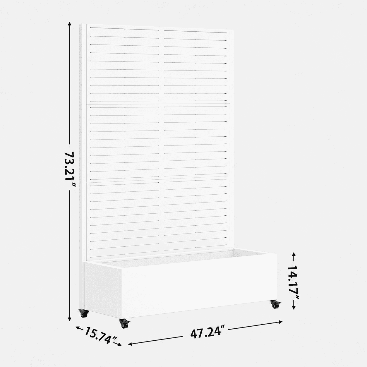 Metal Planter Box with Trellis, 73"x47"x16" Metal Raised Garden Bed with Trellis, Metal Planter Box with Drainage Holes & Lockable Wheels & Privacy Screen for Climbing Plants, Vegetables, Vines