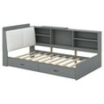 thumbnail image 6 of Euroco Wood Twin Platform Bed with Storage Headboard and Shelves, 2 Drawers Floor Bed for Kids Teens, Gray, 6 of 11