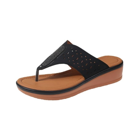 

Fanxing Wedge Sandals for Women Thick Sole Comfort Flip Flops Summer Casual Slip On Platform Orthopedic Sandals