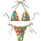 thumbnail image 3 of COZYEASE Conjunto de bikini floral de 2 piezas para mujer con cordón fruncido lateral triángulo halter sexy lindo trajes de baño, 3 of 4
