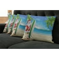 thumbnail image 5 of Ambesonne Christmas Throw Pillow Cover 4 Pack, Santa with Surfboard, 16", Blue Green, 5 of 5
