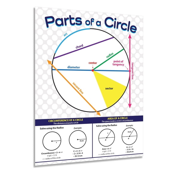 Parts of a Circle Poster - Geometry Decor for Classroom - Middle & High School Math Teacher Must Haves  poster