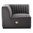 thumbnail image 3 of Modular Sofa Corner Chair, Grey Gray Black, Velvet, French Living Lounge Cafe Lobby Hospitality Restaurant, Modern Contemporary Boutique HB33755, 3 of 6