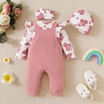 thumbnail image 3 of URMAGIC URMAGIC Baby Girls Long Sleeve Floral Romper Rainbow Waffle Bib Overalls 4PCS Outfits, 3 of 10