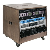 Sound Town DIY Slanted 8U Studio Rack with Plywood, Weathered Gray, Rubber Feet, Casters (SDRK-8TB)