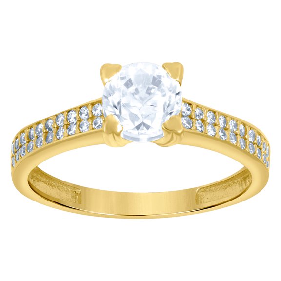 10k Yellow Gold Womens Cubic Zirconia Engagement Ring 5.7mm Long Engagement Ring for Women