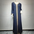 thumbnail image 3 of Muslim Abaya Dress Women V Neck Kaftan Islamic Prayer Robe Embroidered Bronzing Dress Holiday Evening Long Dress, 3 of 6