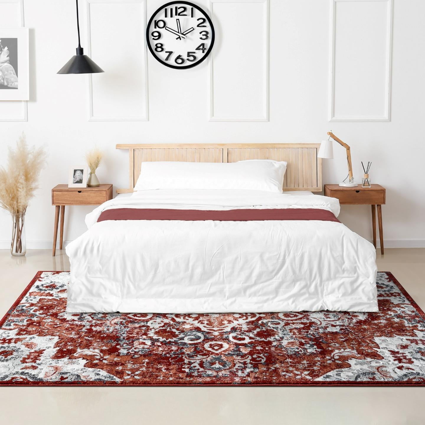 Luxe Weavers Moroccan Red 4x5 Medallion Area Rug, Floral Living Room Carpet