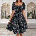 thumbnail image 2 of Robes Grande Taille pour Femmes, Robe Maxi à Manches Courtes, Col Carré, Taille à Volants, Marine TG, 2 of 4
