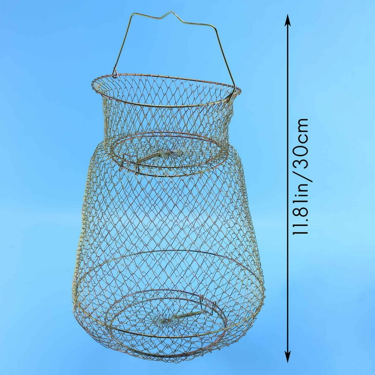 Foldable Portable Steel Wire Fishing Pot Trap Net Crab Crawdad Cage Fish  Basket 