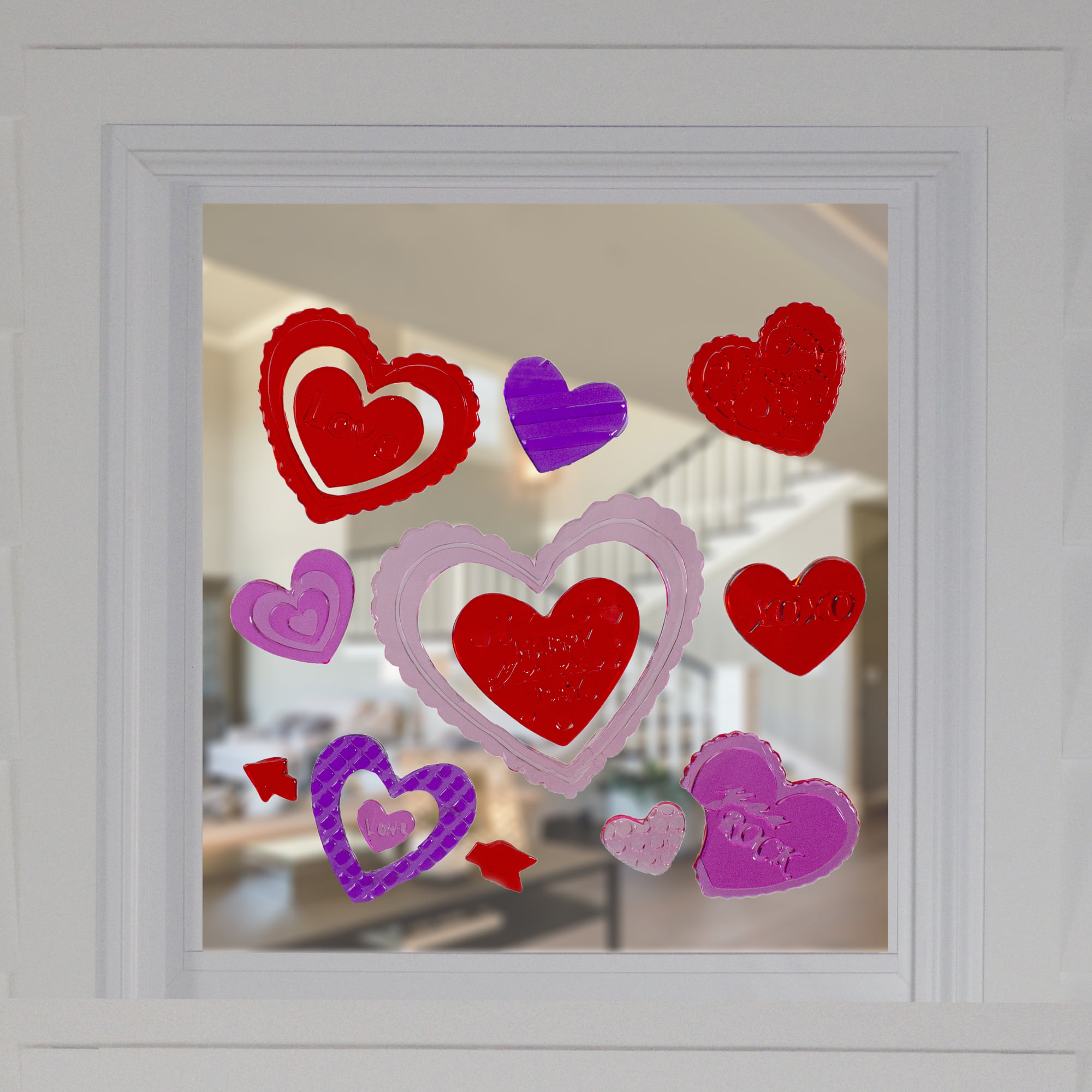Happy Valentine's Day Window GEL Clings Teacher Supply Decoration Hearts 29 Ct for sale online 