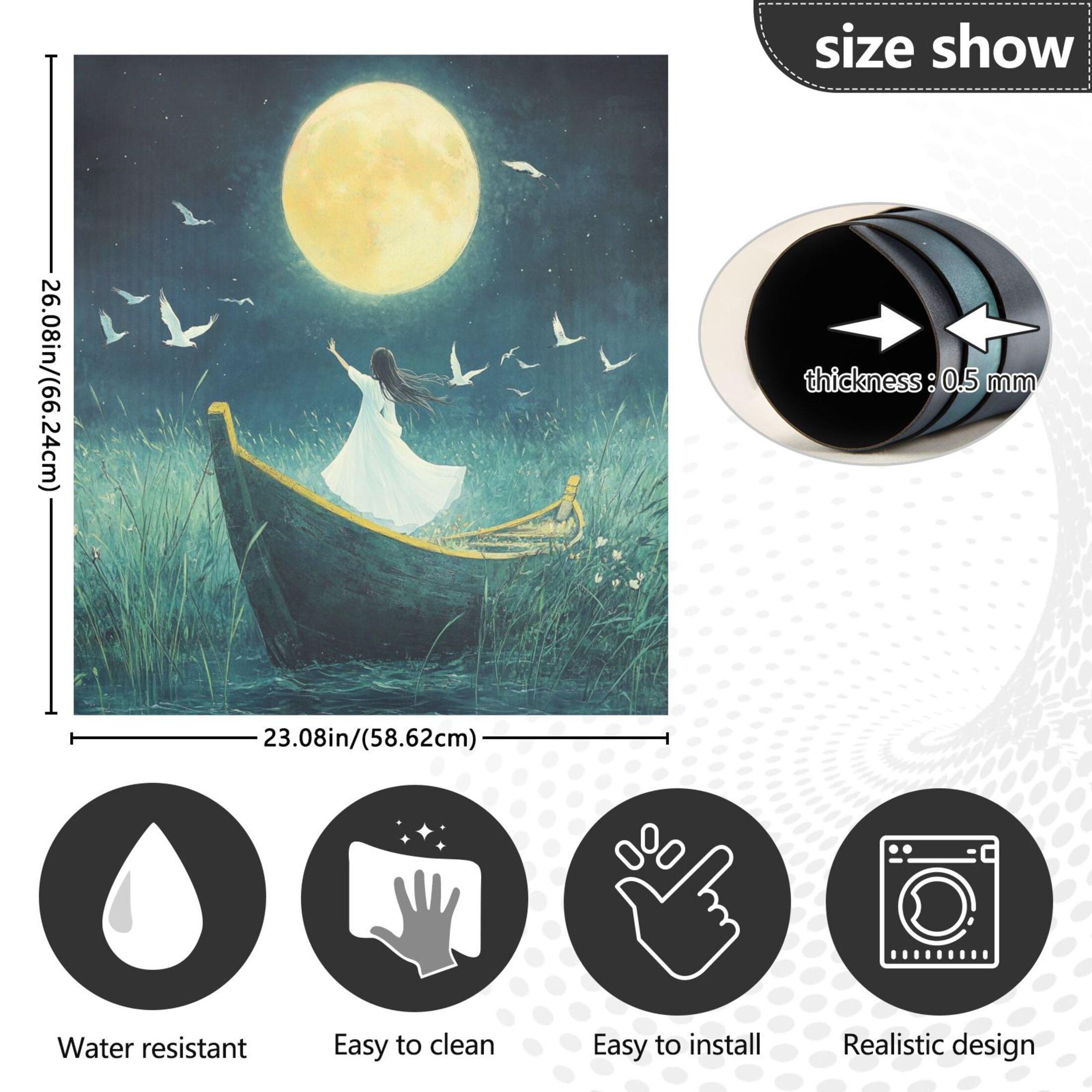 Dishwasher Magnetic Sticker 23x26 Inch Refrigerator Magnetic Sticker Washing Machine Magnetic Sticker Kitchen Panel Magnetic Sticker Home Decor Cartoon Moon Beauty