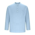 thumbnail image 4 of Fnnxeal Mens Casual Button Down Shirts, Solid Breathable Shirts Henley Men's Shirt with Short Sleeves Summer Shirt for Men Sky Blue 2XL, 4 of 6