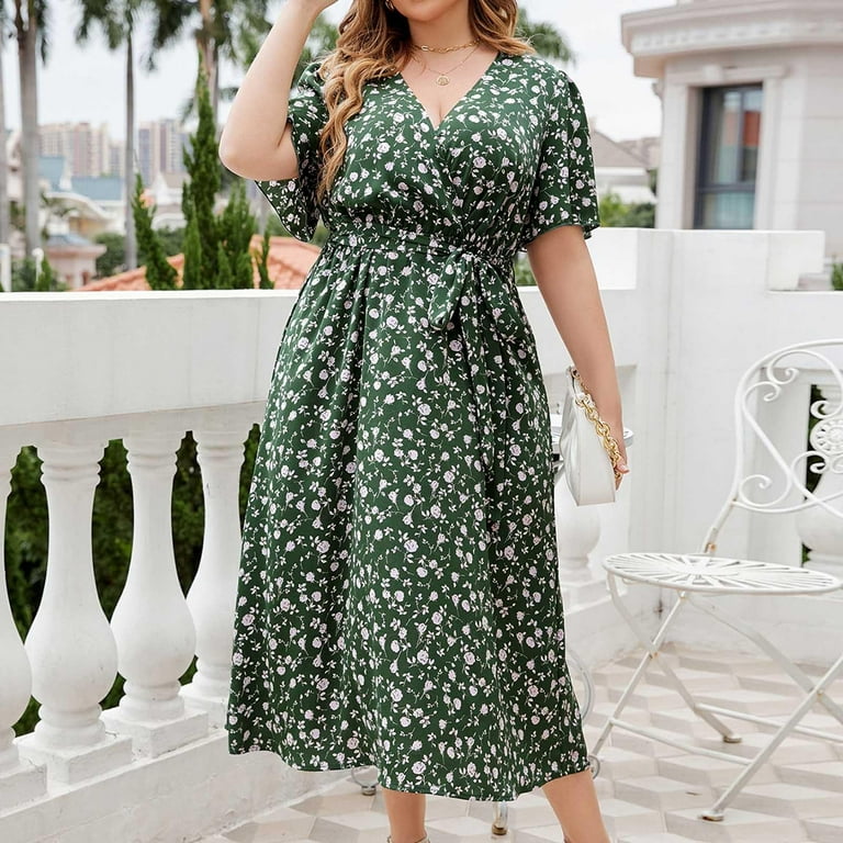 Aloohaidyvio Summer Spring Plus Size Dresses for Women 2024 Women's Oversize Casual Short Sleeve V Neck Classy Floral Printed Short Sleeve Beach Boho Dresses - Walmart.com Aloohaidyvio Summer Spring Plus Size Dresses for Women 2024 Women's Oversize Casual Short Sleeve V Neck Classy Floral Printed Short Sleeve Beach Boho Dresses - Walmart.com