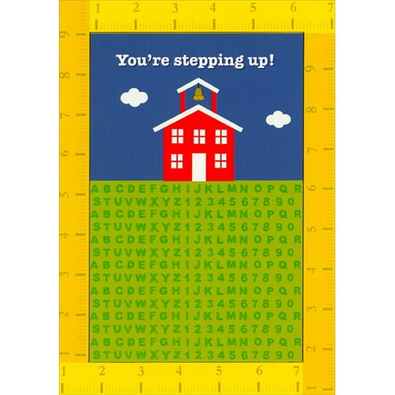 Designer Greetings Red School House Stepping Up to Next Grade Juvenile / Kids Congratulations Card