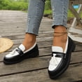 thumbnail image 4 of Purcolt Womens Color Block Loafers Dressy Casual Fringe Round Toe Slip On Boat Shoes Comfort Thick Soft Sole Flats Shoes for Business Work Office, 4 of 9