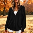 thumbnail image 2 of Ghalytn Women's Ribbed Knit Zip Up Hoodie Long Sleeve Drawstring Hooded Sweater Jacket, 2 of 7