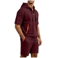 thumbnail image 5 of Stamzod Mens Summer Outfits 2026 Short Sleeve Hoodie and Shorts Set Casual Athletic Track Suits Mens Sweatsuit, 5 of 6