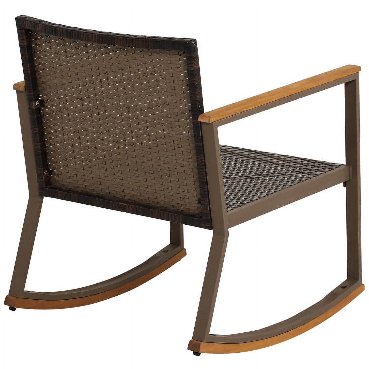 Aimee Lii 3 Pieces Rattan Rocking Bistro Set with Coffee Table and Cushions, Patio Table and Chairs Set, Outdoor Patio Set, Off White