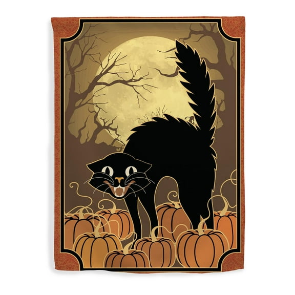 ThisWear Halloween Decorations Black Cat in Pumpkin Patch Flag Fall Season Decor Vertical House Flag Multi
