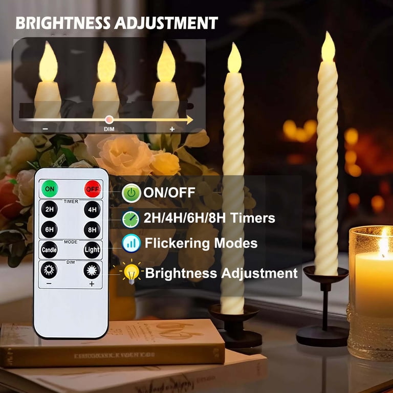 Hidawn 6-Pack Twisted LED Taper Candles with Remote Timer photo 3